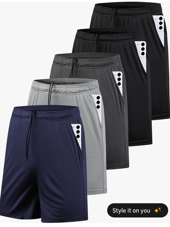 Amazon Other - Men's XL Athletic Shorts 5Pack W/Pockets - Navy / Gray / Black (Multi-Pack)